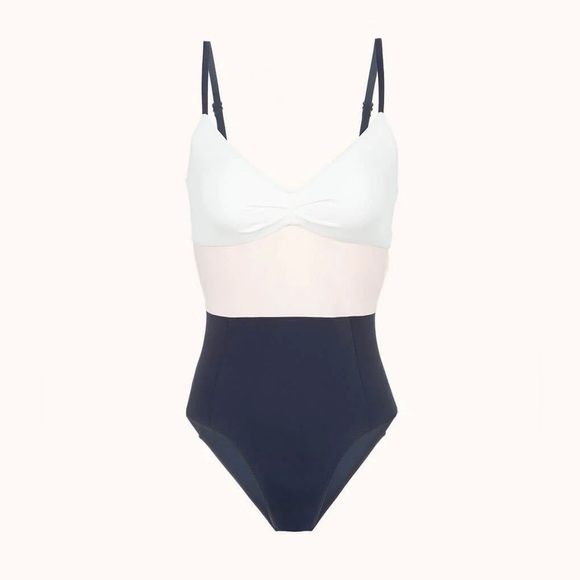 LIVELY Colorblock Ruched Low Back One-Piece Swimsuit Bathing Suit - Picture 3 of 14